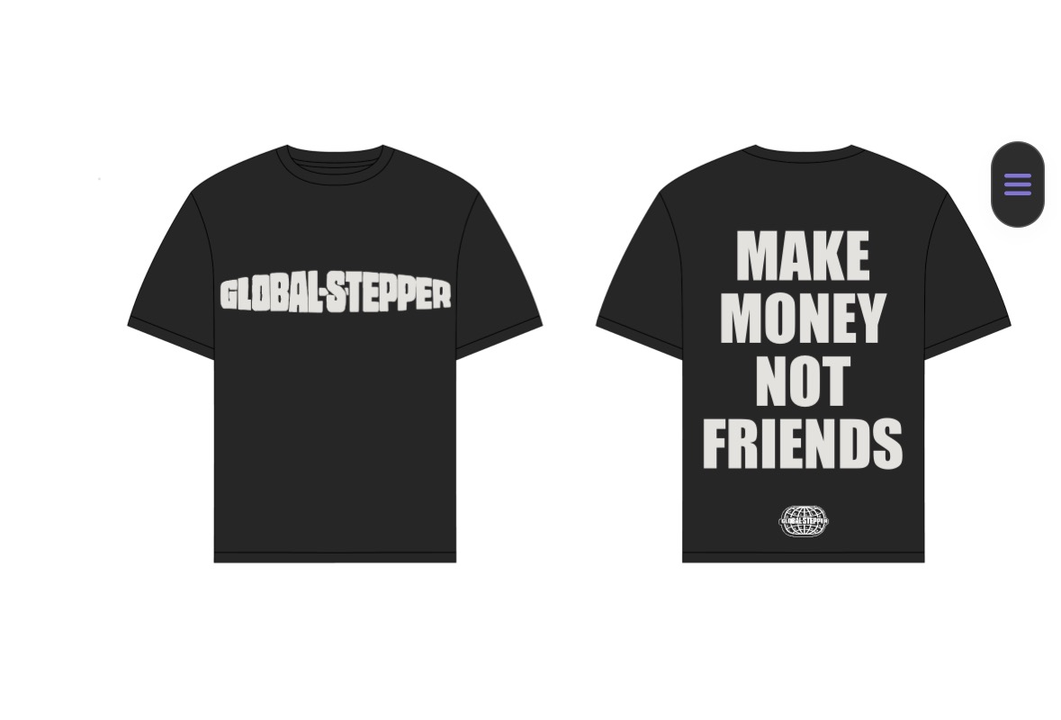 Black GLOBALSTEPPER Money Not Friends T-shirt