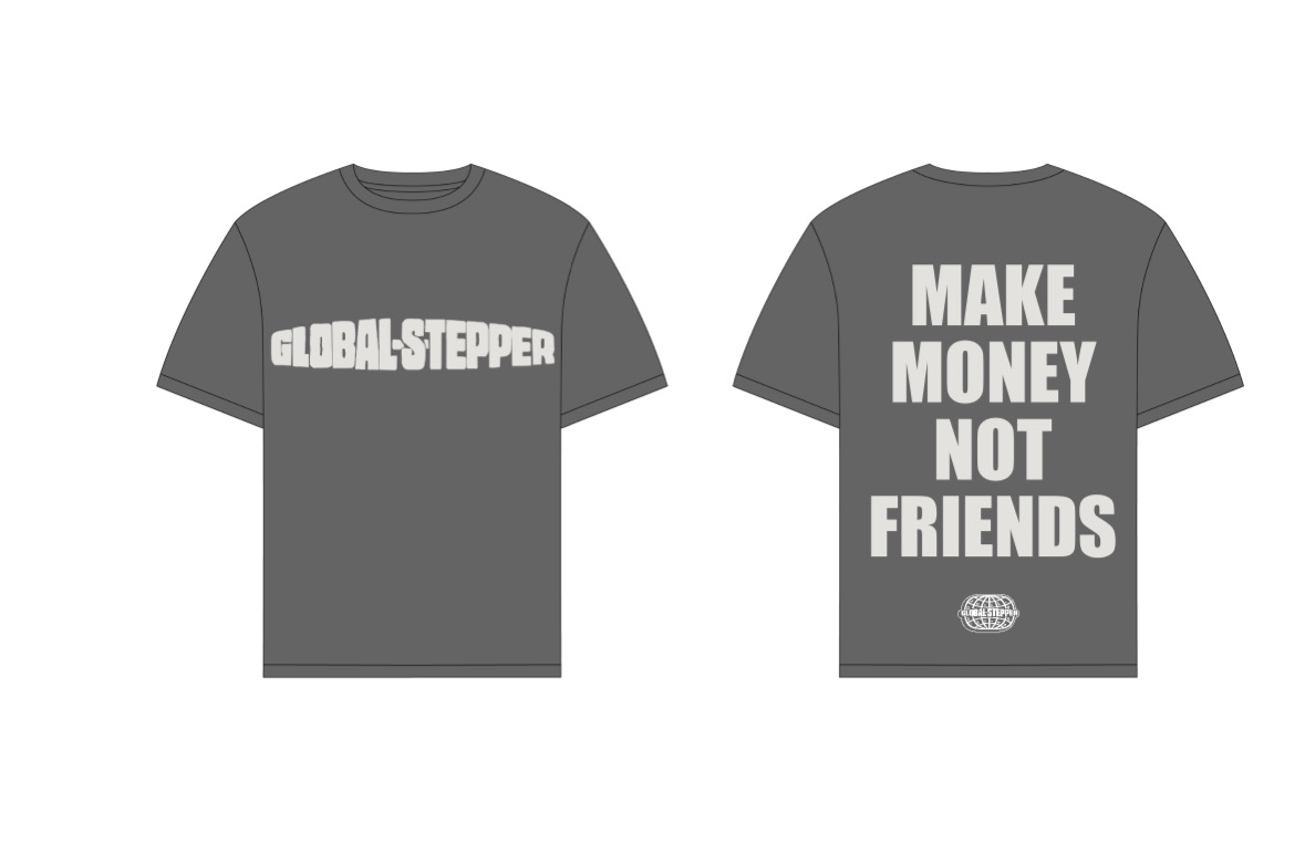 Grey GLOBALSTEPPER Money Not Friends T-shirt